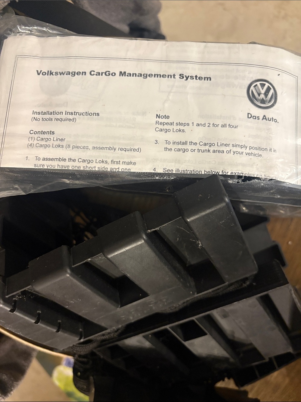 VW Cargo Management System Cargo Liner & Loks - Black